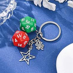 3Pcs 3 Colors Dice Opaque Acrylic Pendant Keychain&nbsp;KEYC-JKC01198