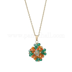 3Pcs 3 Colors Glass Seed Beaded Clover Pendant 304 Stainless Steel Cable Chain Necklaces for Women&nbsp;NJEW-MZ00128