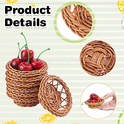 50Pcs Hand-Woven Plastic Mini Rattan Basket Ornaments&nbsp;DIY-WA0001-18