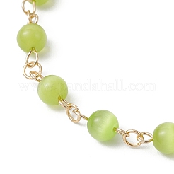 3Pcs 3 Colors Cat Eye Round Beads Link Bracelets for Women&nbsp;BJEW-JB12465
