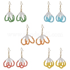 304 Stainless Steel Glass Flower Dangle Earrings&nbsp;EJEW-JE06721