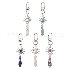 Copper Wire Wrapped Natural Gemstone Pointed Bullet Pendant Decorations&nbsp;HJEW-JM03103