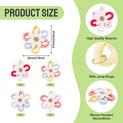 4Pcs Cloth Flower Pendants&nbsp;PALLOY-TAC0256