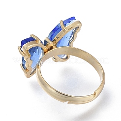 Adjustable Brass Glass Finger Rings&nbsp;RJEW-P148-A01-06