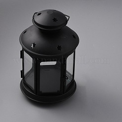 Portable Iron Candle Holder with Clear Glass Window&nbsp;AJEW-WH0299-85B