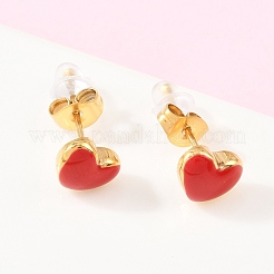 Heart 304 Stainless Steel Enamel Necklaces & Stud Earrings Sets for Women&nbsp;SJEW-K003-03G