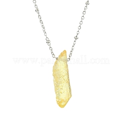 Electroplated Natural Quartz Crystal Prism Pendant Necklaces&nbsp;NJEW-JN05029-02