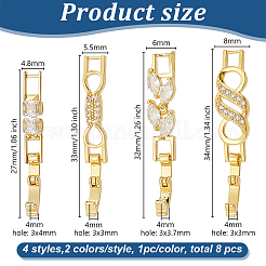 8Pcs 8 Styles Brass Pave Clear Cubic Zirconia Watch Band Clasps&nbsp;KK-OC0001-45