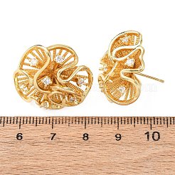 Flower Brass Micro Pave Clear Cubic Zirconia Stud Earrings&nbsp;EJEW-D346-01G