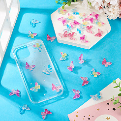 32Pcs 4 Colors Butterfly Transparent Resin Cabochons&nbsp;RESI-TA0004-44