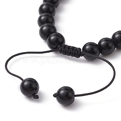 Natural Black Stone & Tiger Eye Round Braided Bead Bracelets&nbsp;BJEW-JB09728