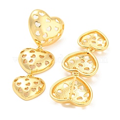 Hollow Heart Rack Plating Brass Dangle Stud Earrings&nbsp;EJEW-A028-10G