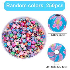 250Pcs Flower Printed Handmade Polymer Clay Beads&nbsp;CLAY-SP0001-18