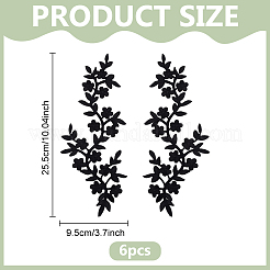 6Pcs Flower Embroider Thread Iron on/Sew On Patches&nbsp;PATC-MA0001-27C