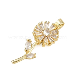 Brass Micro Pave Clear Cubic Zirconia Pendants&nbsp;KK-D409-20G