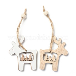 Christmas Theme Natural Wood Pendant Decorations&nbsp;HJEW-P010-14