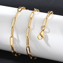 Ion Plating(IP) 304 Stainless Steel Paperclip Chain Necklace&nbsp;X-NJEW-D045-14G