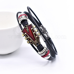 1Pc Alloy & Leather Cord Bracelets for Men Women&nbsp;BJEW-CL0001-56