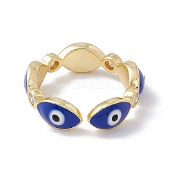 Enamel Evil Eye & Clear Cubic Zirconia Open Cuff Ring&nbsp;RJEW-I086-02G-02