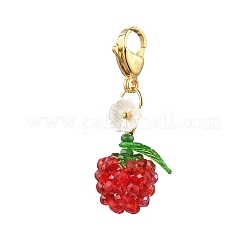 3D Apple Glass Seed & Acrylic Pendant Decorations&nbsp;HJEW-MZ00353