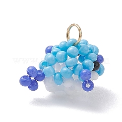 Glass Seed Beaded Puffer Pendants&nbsp;PALLOY-MZ01121-01