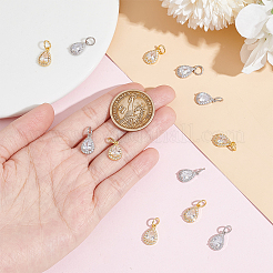 12Pcs 2 Colors Rack Plating Brass Micro Pave Clear Cubic Zirconia Charms&nbsp;KK-BC0013-62