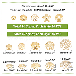 100Pcs 10 Styles 304 Stainless Steel Bead Caps&nbsp;STAS-UN0042-73