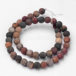 Natural Polychrome Jasper/Picasso Stone/Picasso Jasper Beads Strands&nbsp;G-D809-03-8mm
