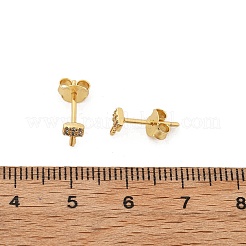 Key 925 Sterling Silver Micro Pave Clear Cubic Zirconia Stud Earrings for Women&nbsp;EJEW-K307-03B-G