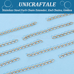 80Pcs Ion Plating(IP) 304 Stainless Steel Curb Chain Extender&nbsp;STAS-UN0054-79