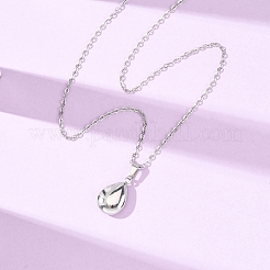 304 Stainless Steel Teardrop Pendant Cable Chain Necklaces for Men Women&nbsp;NJEW-K308-02B-P