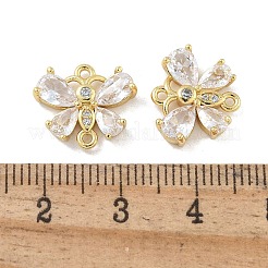 Rack Plating Brass Clear Cubic Zirconia Butterfly Connector Charms&nbsp;KK-A234-064G