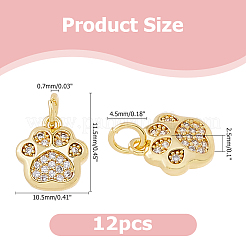 12Pcs Brass Micro Pave Clear Cubic Zirconia Charms&nbsp;ZIRC-HS0001-15