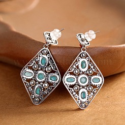 Synthetic Turquoise Dangle Stud Earrings&nbsp;EJEW-C178-06B