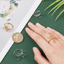 4Pcs 4 Style Adjustable Brass Ring Components&nbsp;RJEW-PH0005-23