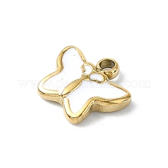 304 Stainless Steel White Enamel Charms&nbsp;STAS-L022-439G-02