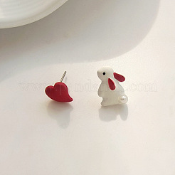 Rabbit with Heart Alloy Enamel Stud Earrings&nbsp;FS-WG4A98E-01