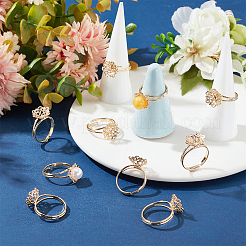 10Pcs Adjustable Brass Filigree Ring Settings&nbsp;KK-NB0003-03