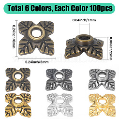 600Pcs 6 Colors Tibetan Style Alloy Bead Caps&nbsp;TIBEB-PA0001-07