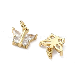 Brass Micro Pave Clear Cubic Zirconia Charms&nbsp;KK-F930-20G