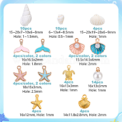 66Pcs 9 Styles Natural Shell & Zinc Alloy Enamel Pendants Kits&nbsp;FIND-GA0007-91