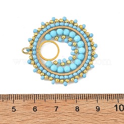 304 Stainless Steel & Brass & Dyed & Heated Natural Magnesite & TOHO Glass Seed Beaded Pendants&nbsp;PALLOY-MZ01379-01