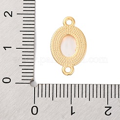 Brass Pave Natural Shell Oval Links Connector Charms&nbsp;KK-S403-10G