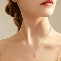 10Pcs Natural Agate Peach Charms with Brass Jump Rings&nbsp;G-BBC0001-62