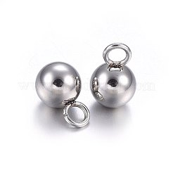 Tarnish Resistant 304 Stainless Steel Sphere Charms&nbsp;STAS-O107-04P-A