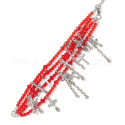 Red Glass Multi-Strand Beaded Bracelets&nbsp;BJEW-JB10709