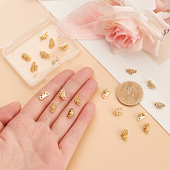 20Pcs 5 Style Rack Plating Brass Pave Clear Cubic Zirconia Flower Slide Charms&nbsp;KK-BC0012-86