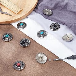 12Pcs 4 Colors 1-Hole Alloy & Cat eye Turquoise Decorative Rivets&nbsp;FIND-GF0004-52