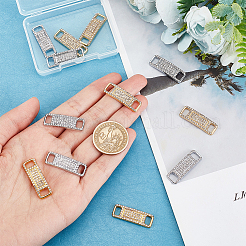 12Pcs 2 Colors Brass Micro Pave Clear Glass Connector Charms&nbsp;FIND-AR0002-40