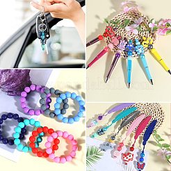 50Pcs Imitation Metal Style Round Silicone Beads&nbsp;SIL-SZ0001-78B